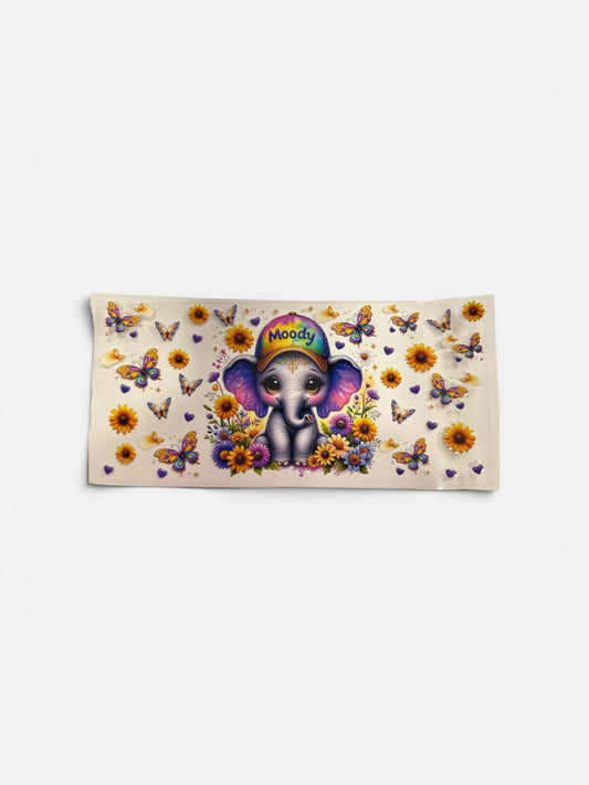 Elephant (Moody) and Flowers 16oz UV DTF Transfer #267 Cup Wrap