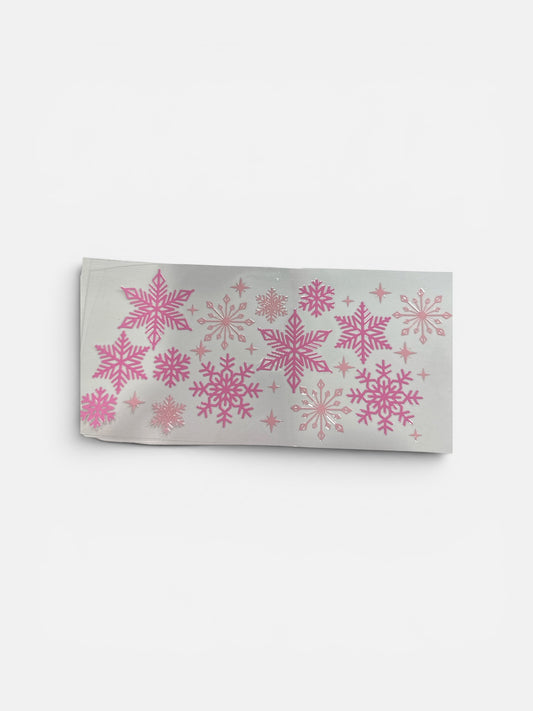 Pink Snowflakes 16oz UV DTF Transfer for Cups #313