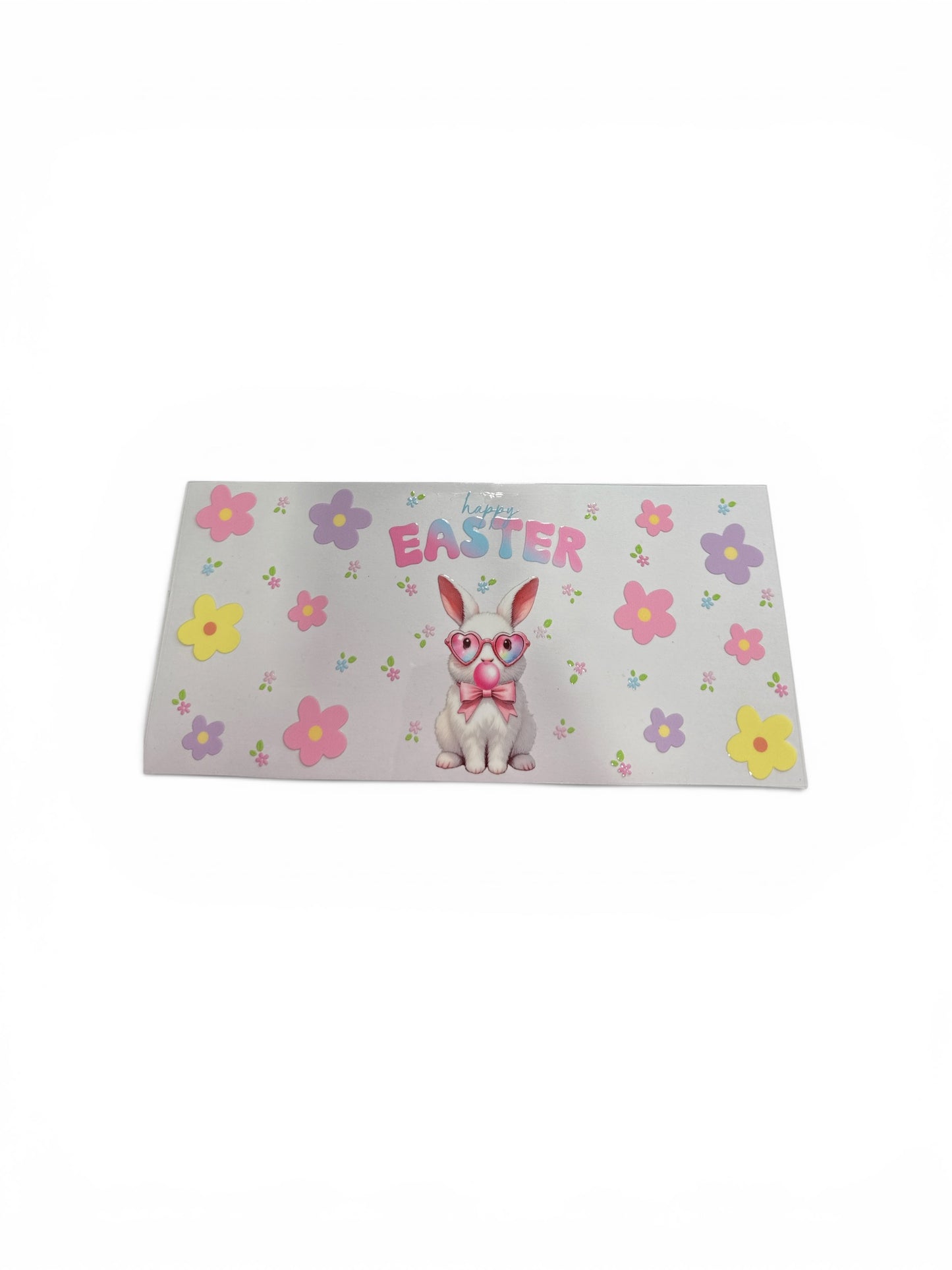 Happy Easter Bunny Blowing Bubblegum Bubble 16oz UV DTF Cup Wrap Transfer for Cups #326