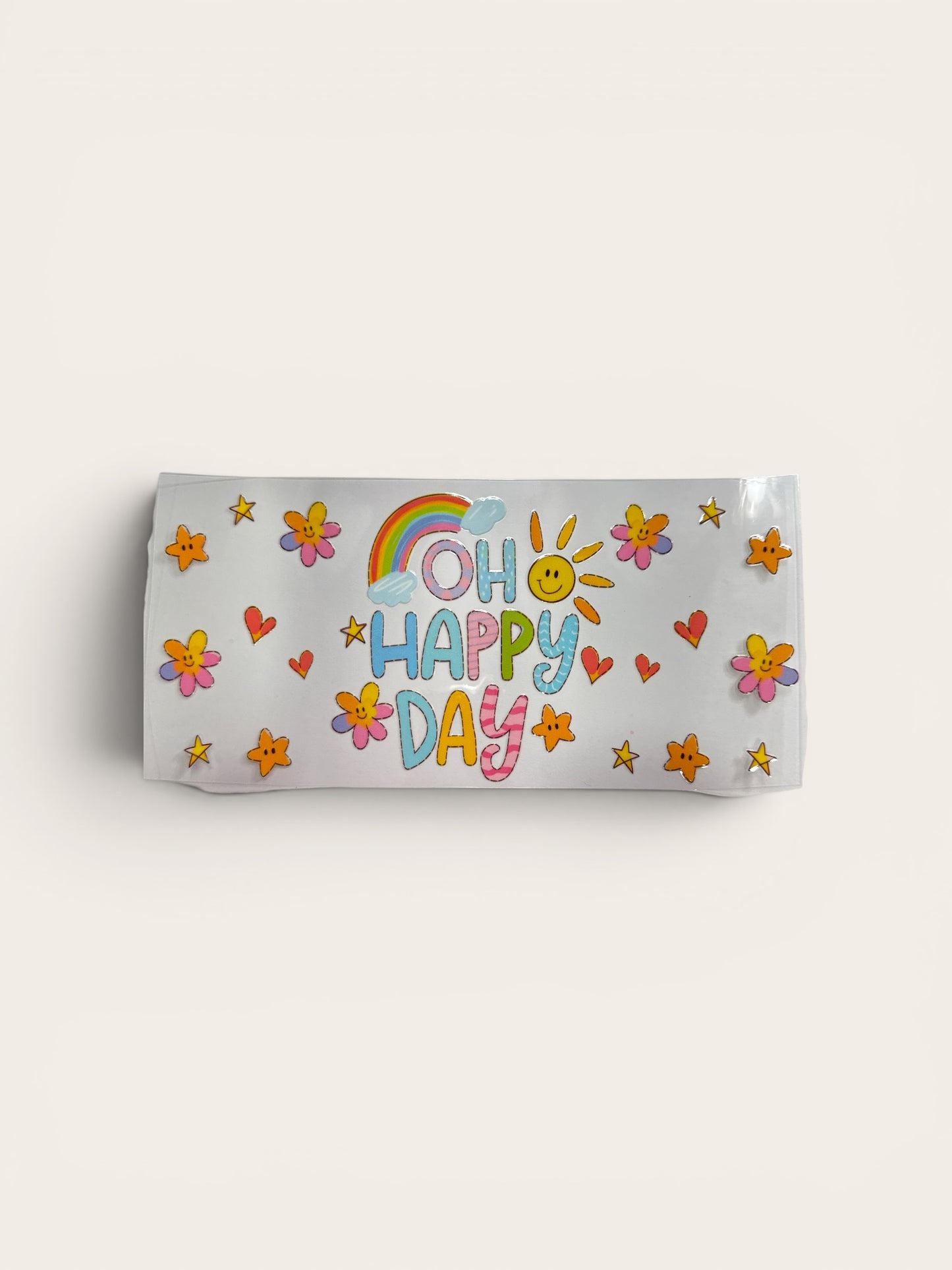 Oh Happy Day with Rainbow 16oz UV DTF Transfer for Cups #282