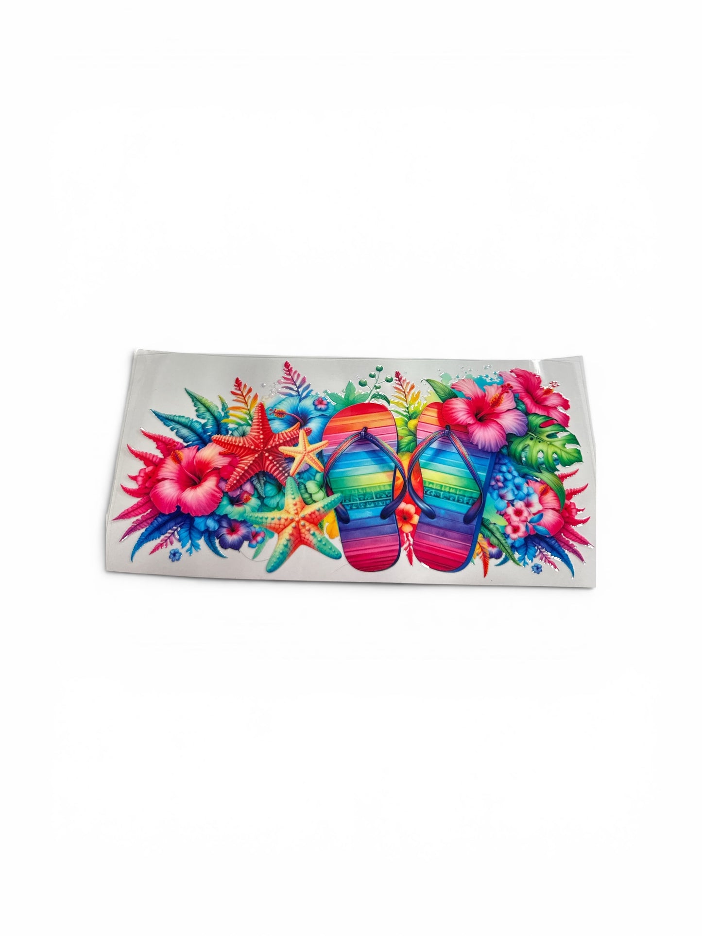 Flip Flops and Starfish UV DTF 16oz Cup Wrap, #295 Tumbler Decal