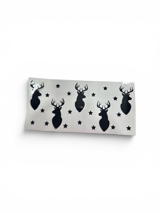 Deer Mounted Black with Stars 16oz UV DTF Transfer #268 Cup Wrap