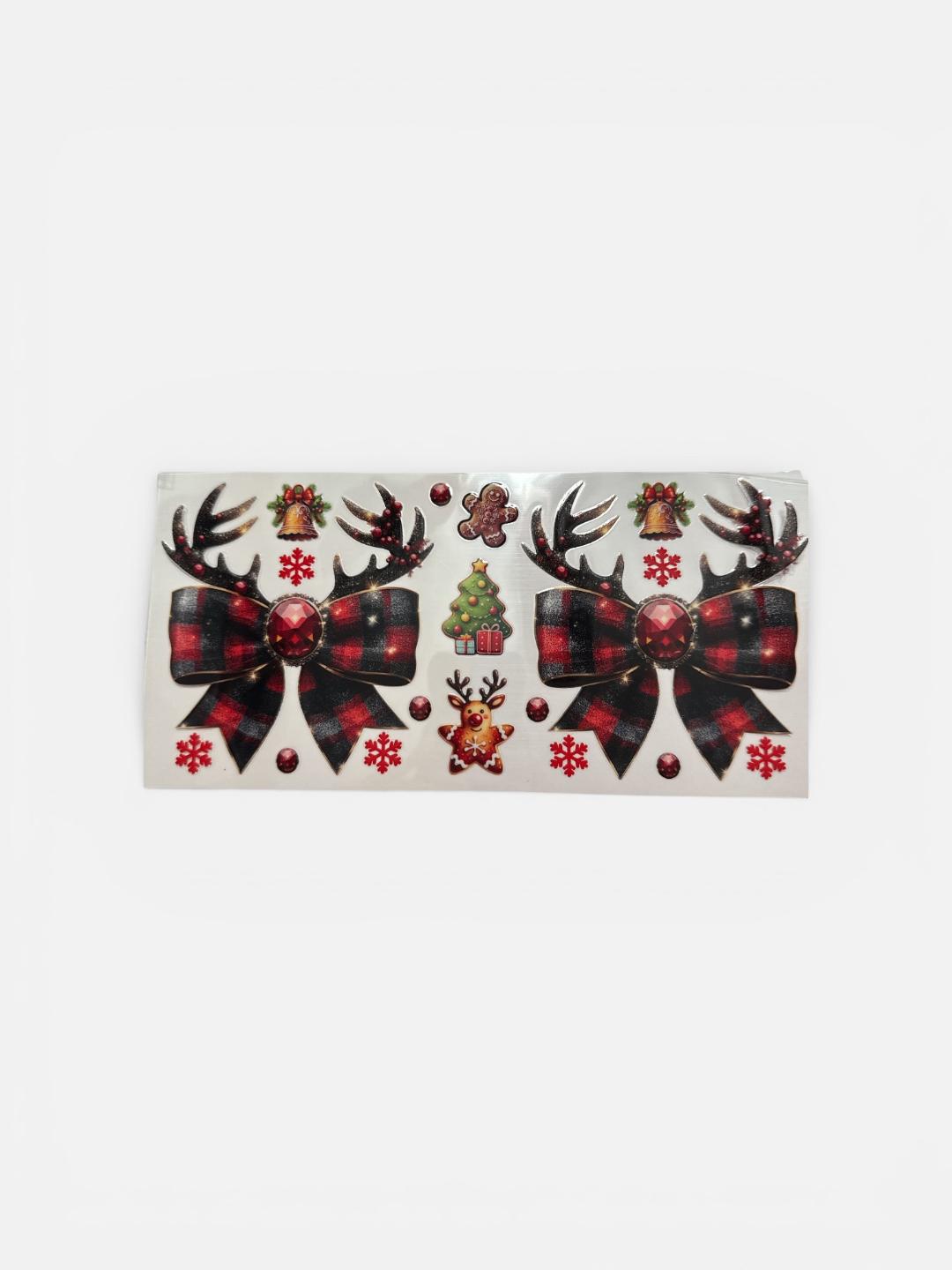Plaid Bows with Antlers 16oz UV DTF Transfer for Cups #145